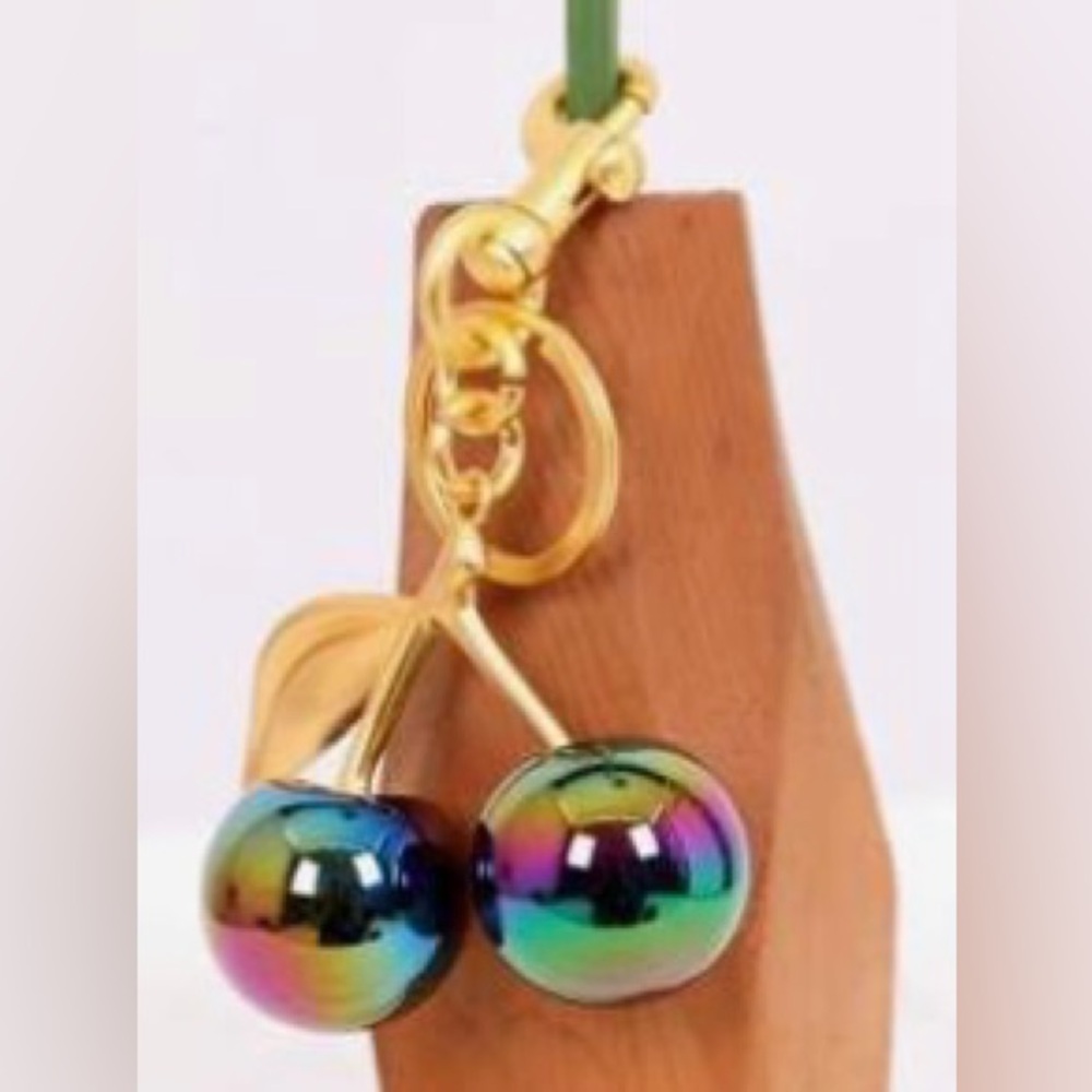 Cherry bag charm!! Multi Color/Translucent with Gold accents!